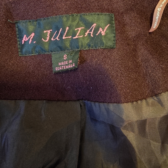 M. JULIAN Women's Wined Red Wool Blend Double Breasted Pea Coat - Picture 14 of 16